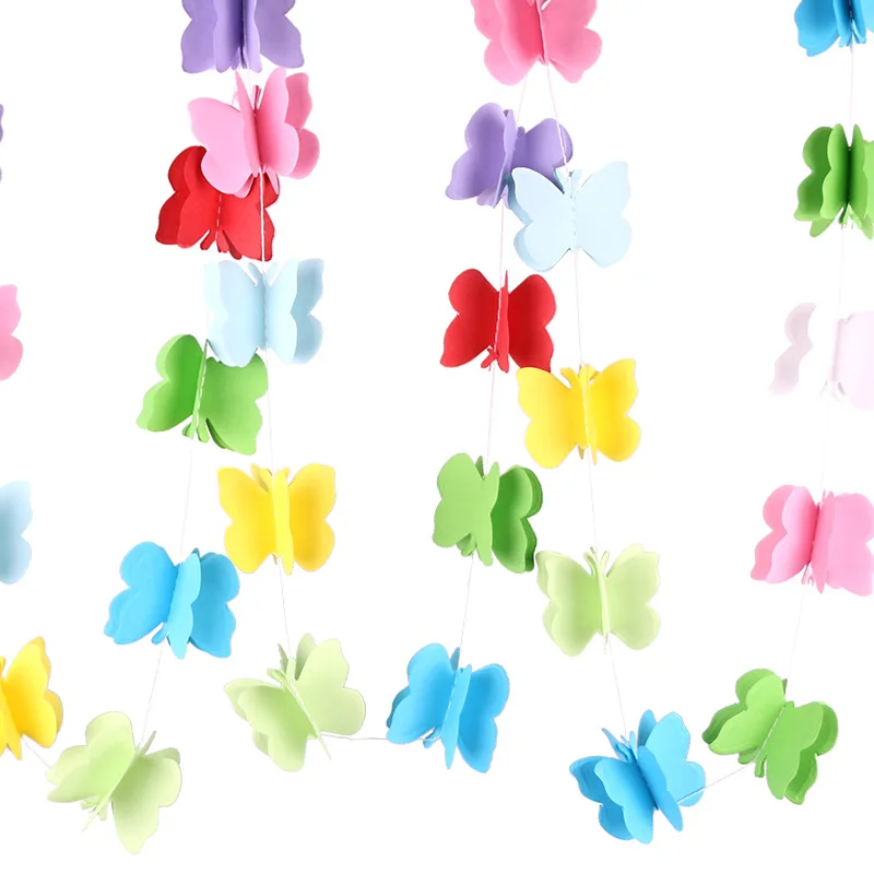 3D Butterfly Heart paper garland hanging star tissue paper garland string baby shower kids birthday party wedding decoration