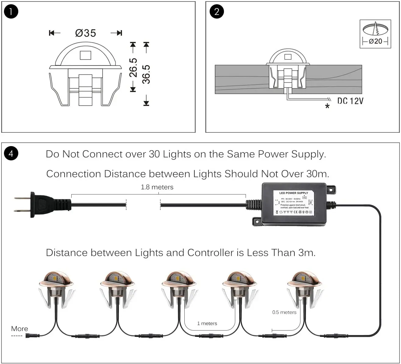 16-Pack QACA LED Stair Lights Low Voltage Recessed Deck Lamps with Elegant Bronze IP67 Waterproof Stairway Patio Step Ligthing