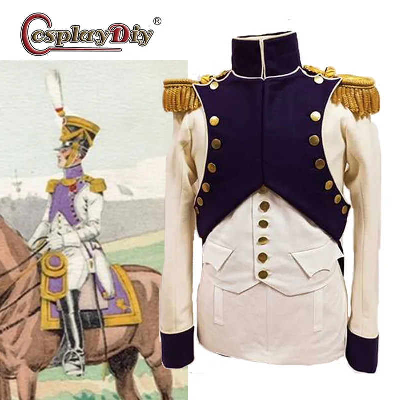 Cosplaydiy British War Adult Men Military Jacket Costume Regency Uniform Coat Riding Habit Empire Redingote Miltary Jacket suit