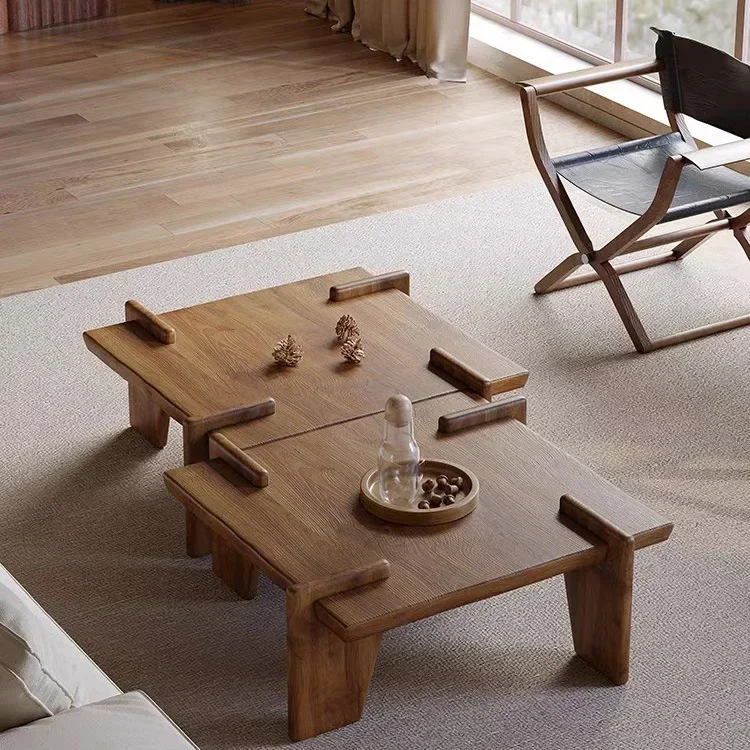 Creative coffee table simple small tea table wooden coffee table retro balcony Internet celebrity wabi-sabi wind B & B bay