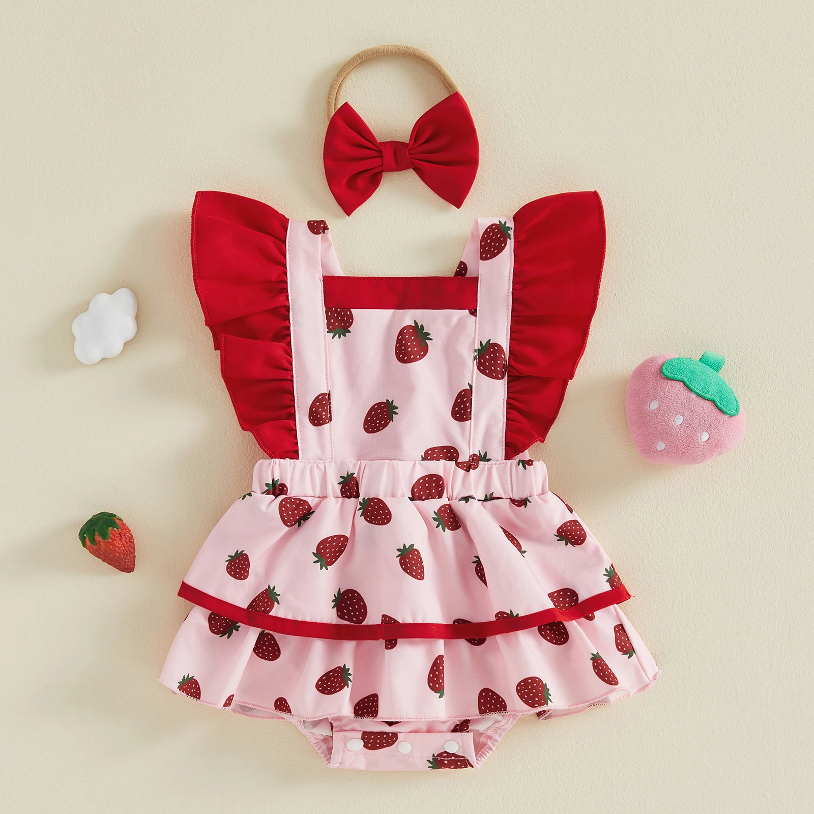 0-18M Newborn Infant Baby Girl Summer Romper Dress Cute Sunflower Print Flying Sleeve Jumpsuit with Headband Sets