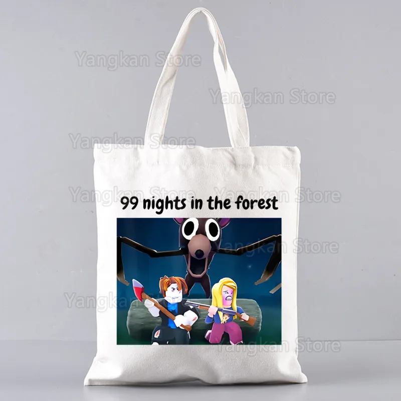 

99-ночей Хэллоуин Геймер Олень в лесу Большая сумка Унисекс Холщовые сумки Сумки для покупок Повседневная сумка на плечо с принтом Складная