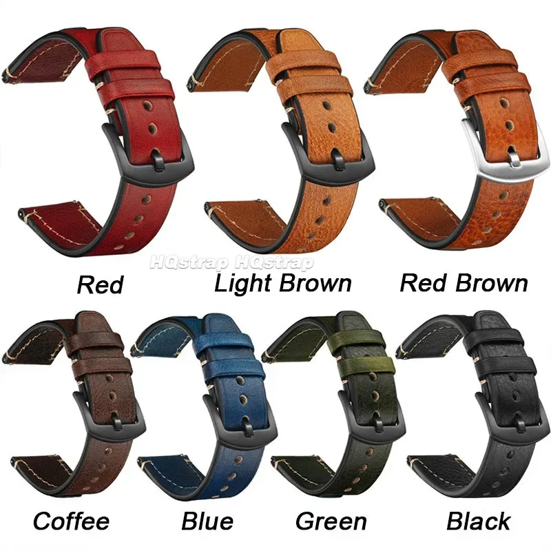 18mm 20mm 22mm Leather Strap Vintage Cowhide Watchband Quick Release Universal Wristband for Seiko for Rolex Replacement Band