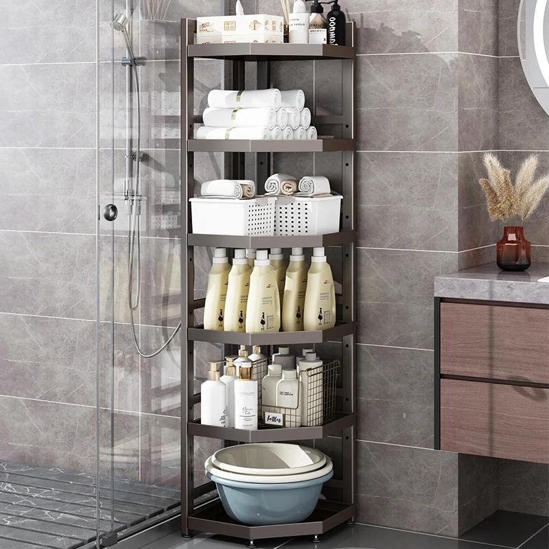

Многослойная металлическая полка для ванной комнаты, напольная полка для хранения в ванной, многослойная треугольная полка для хранения умывальника, ванная комната