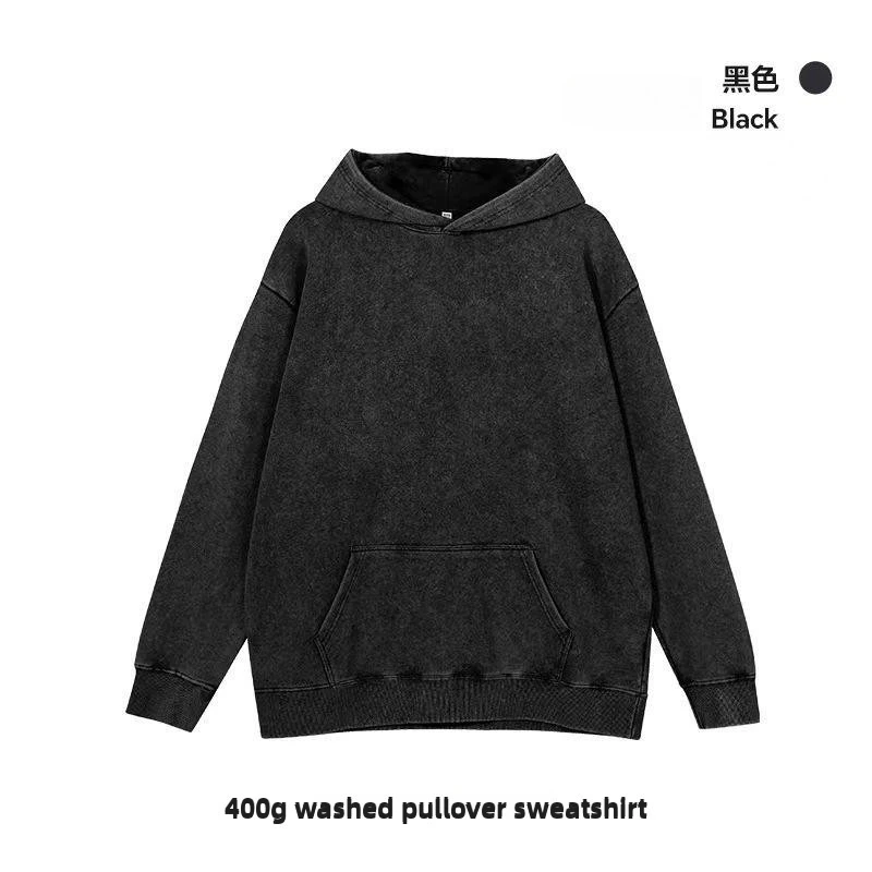 Lezyan Washed Cotton Retro Old Fried Snowflake Hooded Sweater Autumn Winter Jacket OVERSIZE Wholesale Men Clothing Hoodie