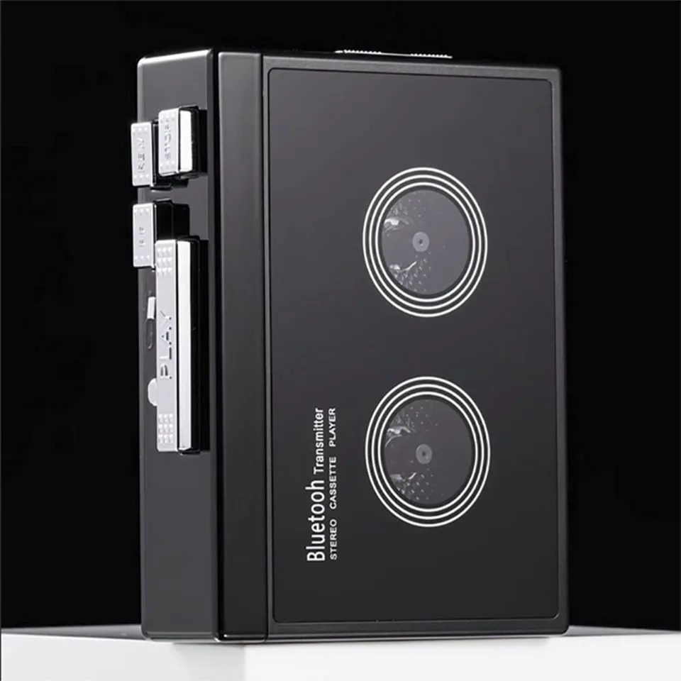 2023 New Black Retro Stereo Cassette Player Walkman Cassette Tape Music Audio Auto Rewind Bluetooth