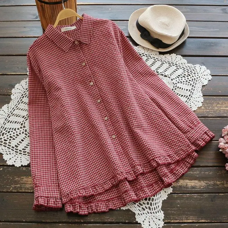 

Linen Cotton Lotus Leaf Printed plus Size Women's Shirt Comfortable Breathable Short Sleeve Commute Style Fashionable Women's...