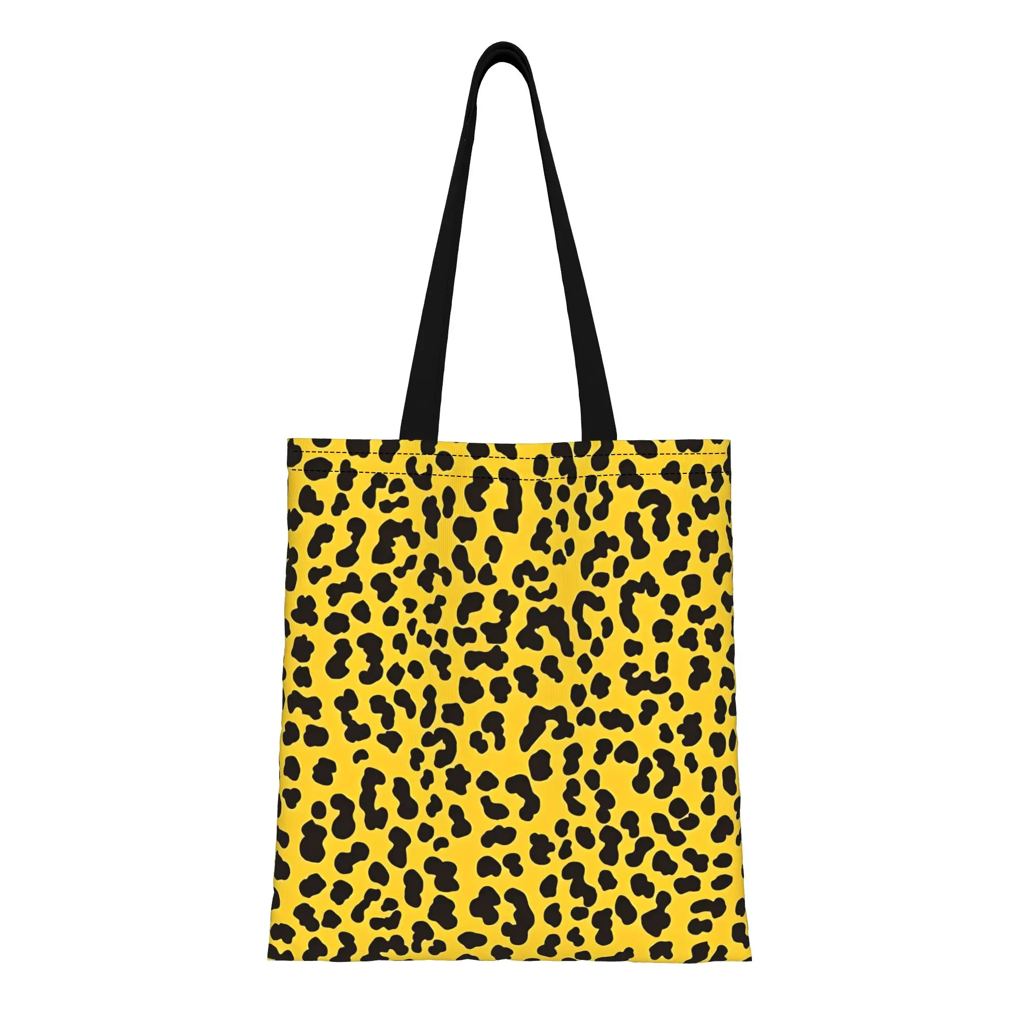 

Punk Yellow Leopard Print Leopard Print Canvas Tote Bag Perfect for Shopping Women's Top-Handle Bags
