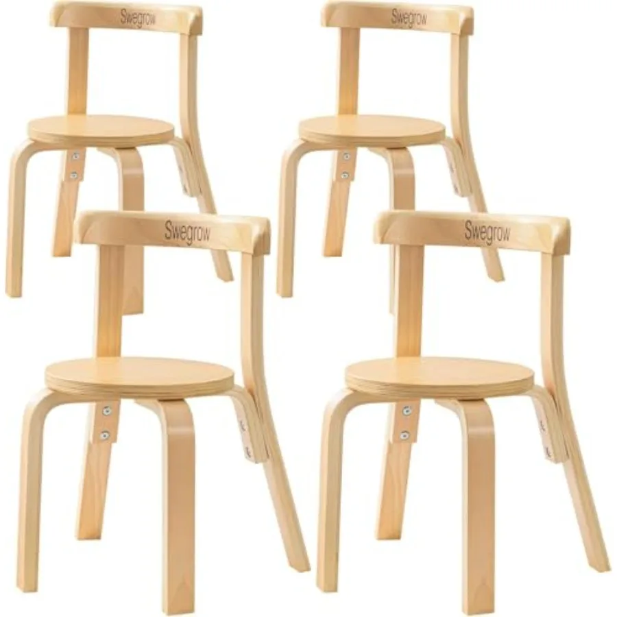 

Деревянные стулья для малышей, штабелируемые, для стола, детская деревянная мебель для семьи/игровой комнаты/класса, набор из 4 штук - дерево
