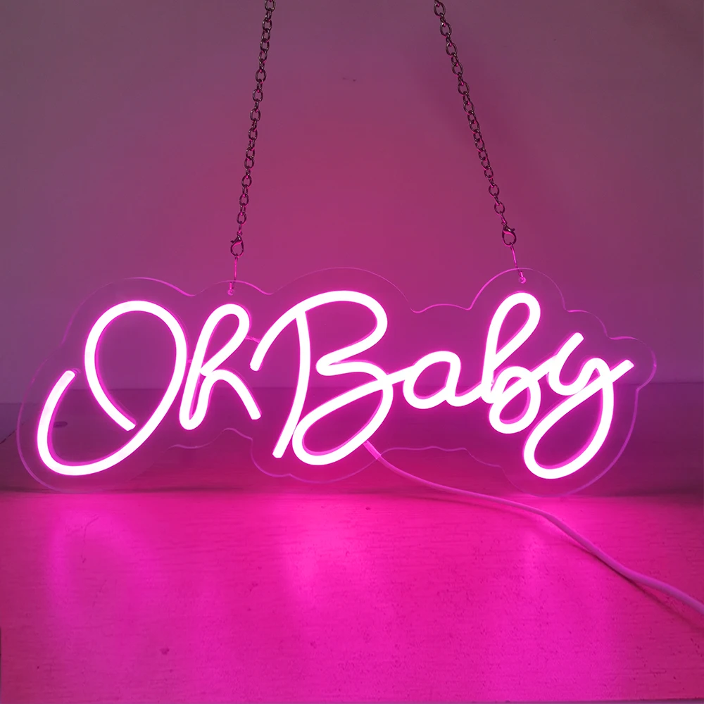 

Oh Baby Neon Sign 55x20cm Led Flex Light Transparent Acrylic Oh Baby Neon Light Sign For Baby 1st Birthday Party Decoration