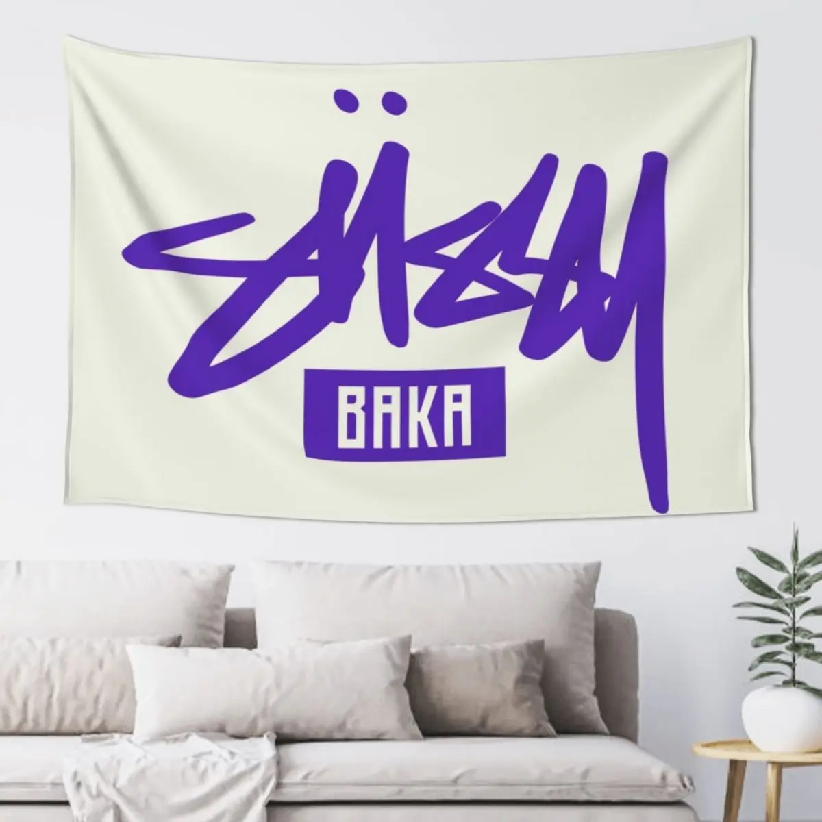 Sussy Baka - Japanese Stupid meme Graffitty style Streetwear Funny Pet Mat Bandana Dummy Tapestry Decorative Wall Tapestry