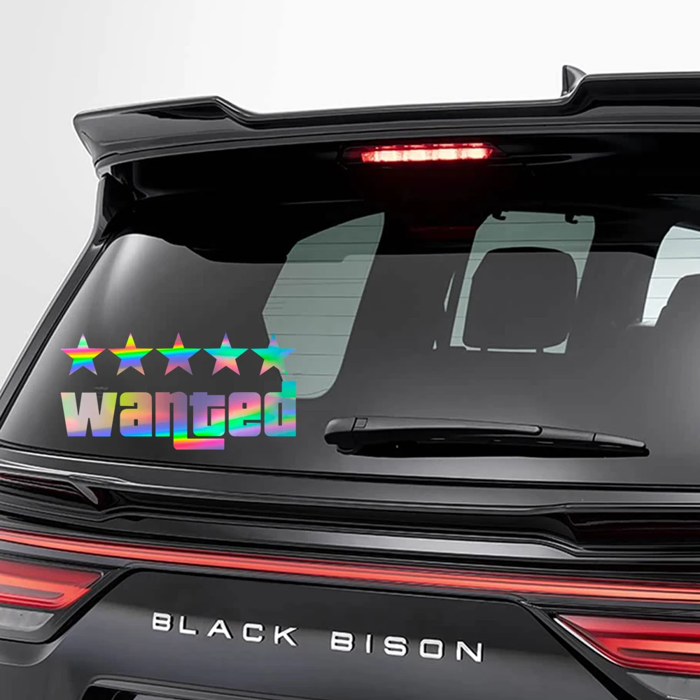 Car Stickers Wanted Laser Car Funny Stickers Auto Vinyl Film Decals for Car Bumper Windows Motorcycle Laptop Walls Accessories image 2