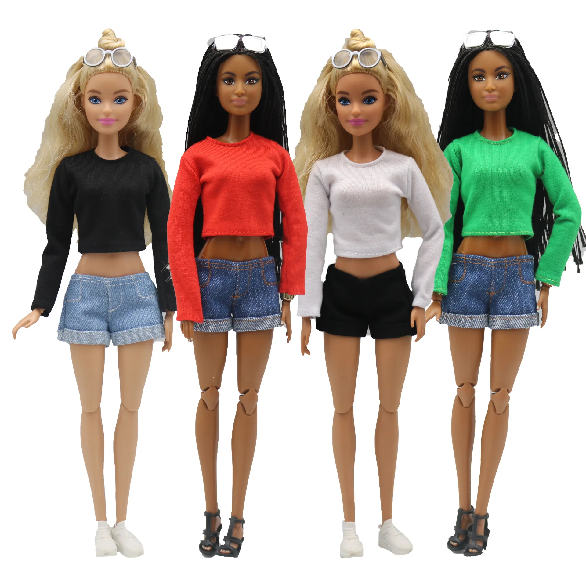 1piece Doll Clothes long dress round neck long sleeve T-shirt For Barbie Doll clothing Outfits 1/6 Dolls Accessories