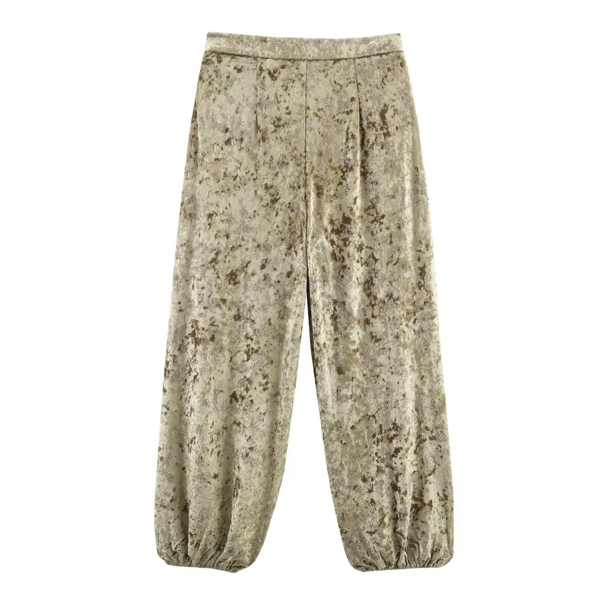 แฟชั่นผู้หญิงปี 2025: สไตล์ยุโรปและอเมริกา ลุคเมทัลลิกสุดอินเทรนด์ กางเกงฮาเร็มลำลองเอวกลาง