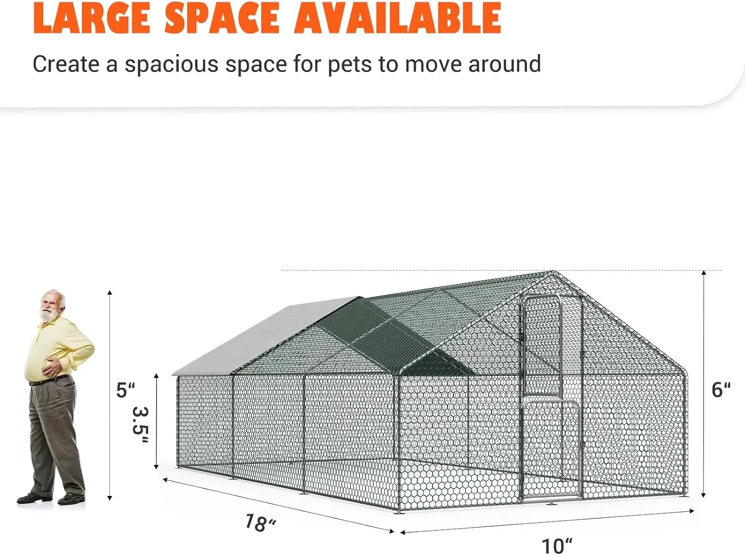 Imagem -05 - Grande Metal Chicken Coop Impermeável Anti Ultraviolet Cover Walk-in Poultry Cage Run Pen Dog Kennel Duck House