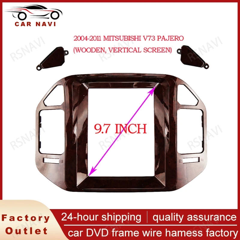 RSNAVI Fasxia Audio Frame Car Radio Fascia,navigation fascia panel is suitable 2004-2011 MITSUBISHI V73 PAJERO WOODEN 9.7inch