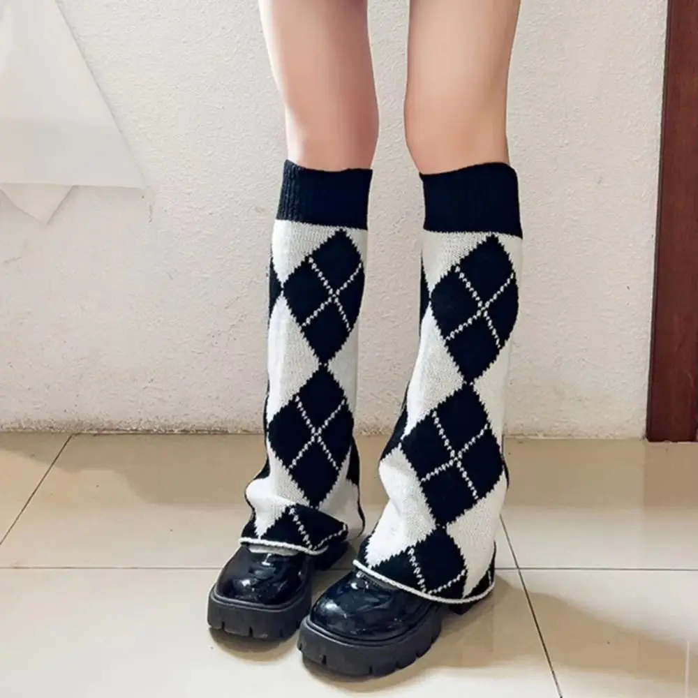 

Punk Style Leg Warmers Gothic Cross Star Pattern Knitted Socks Heart Design Two Side Wear Leg Cover Socks Autumn Winter