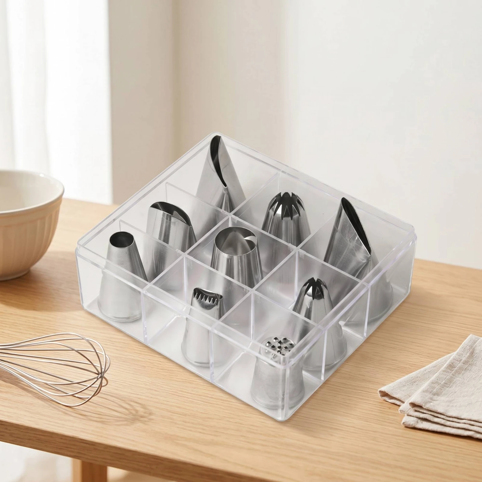 9 Pieces Piping Tip Set with Storage Case Stainless Steel Piping Tips with Storage Box Cake Decorating Tool Complete Assorted