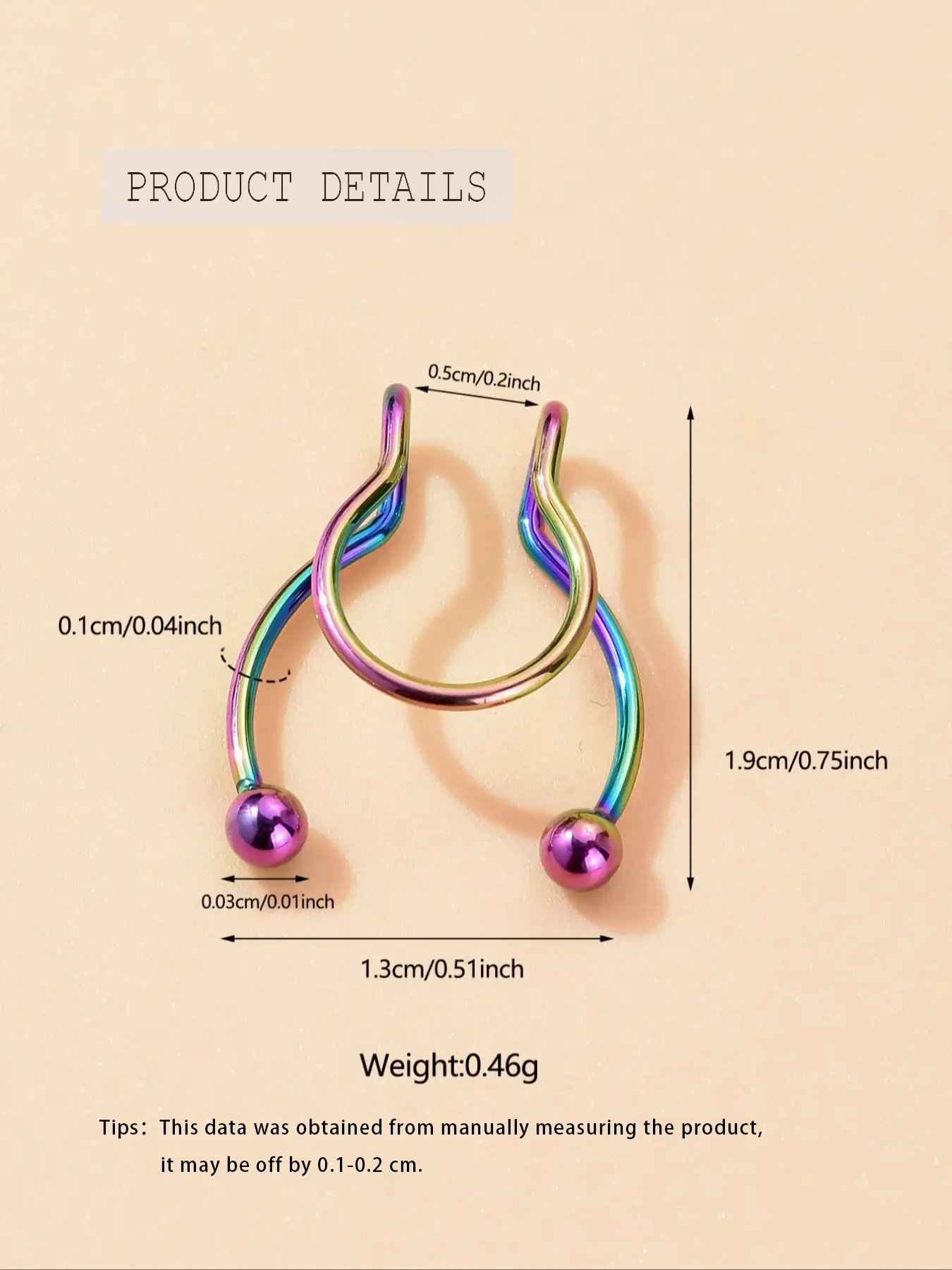 1Pc/5pcs Horseshoe Fake Nose Ring False, U Shaped Nath False Septum Rings, Stainless Steel Fake Non Nose Piercing