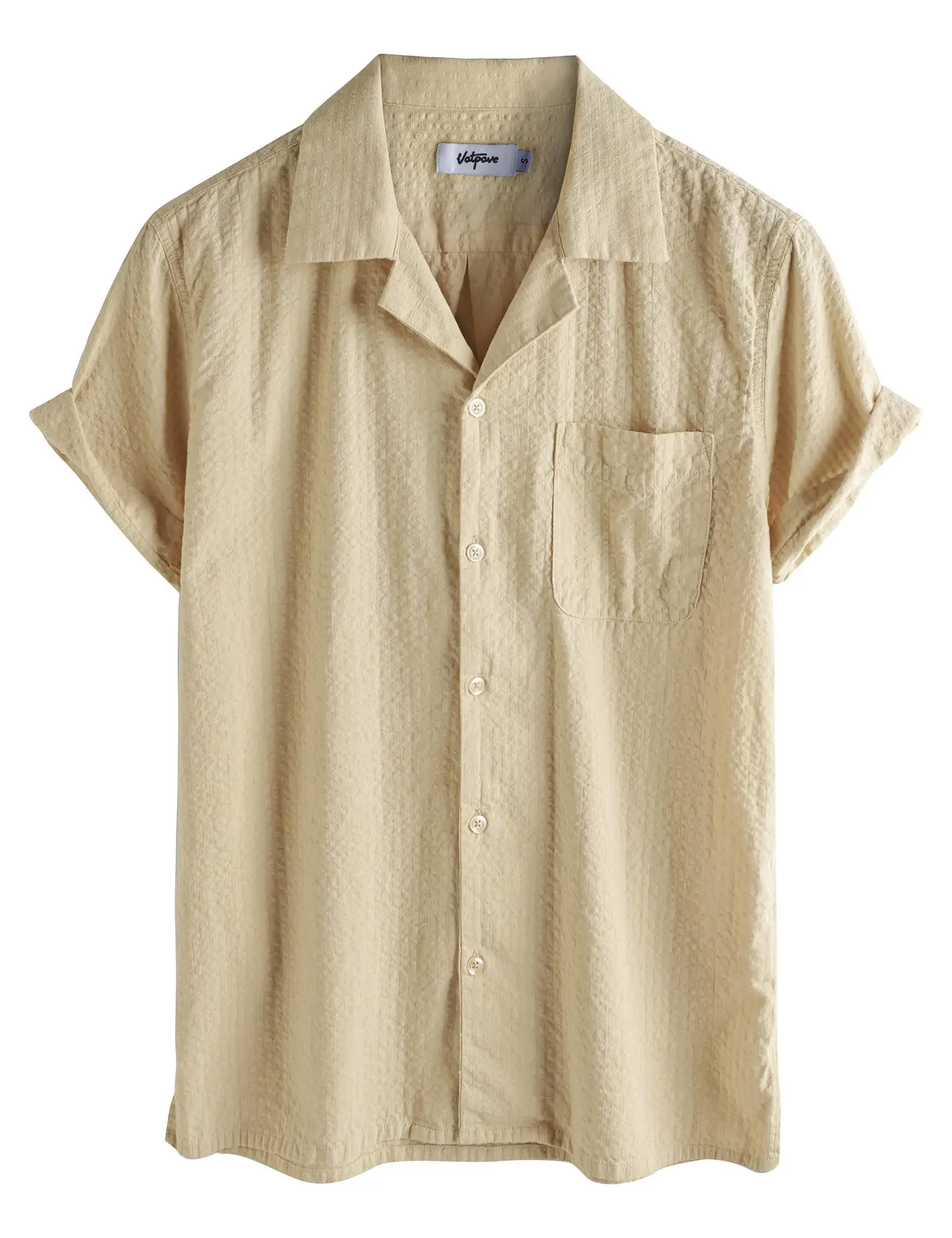 Camisa de verano a rayas para hombre, camisa informal de playa de manga corta con botones