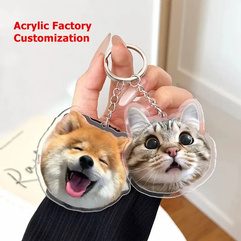 

Kawaii Acrylic Keychain Factory Custom Cute Dog Cat Photos Keyring Cute Anime Keychains Bag Pendant Key Ring for Fans Gifts