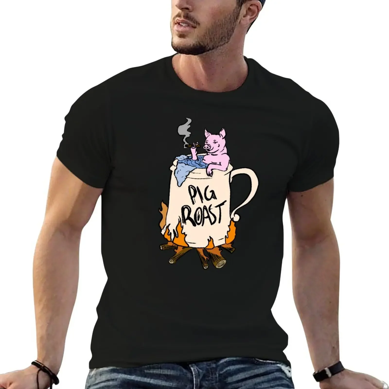 

Funny Pig Roast design T-Shirt graphics anime t shirts for men graphic