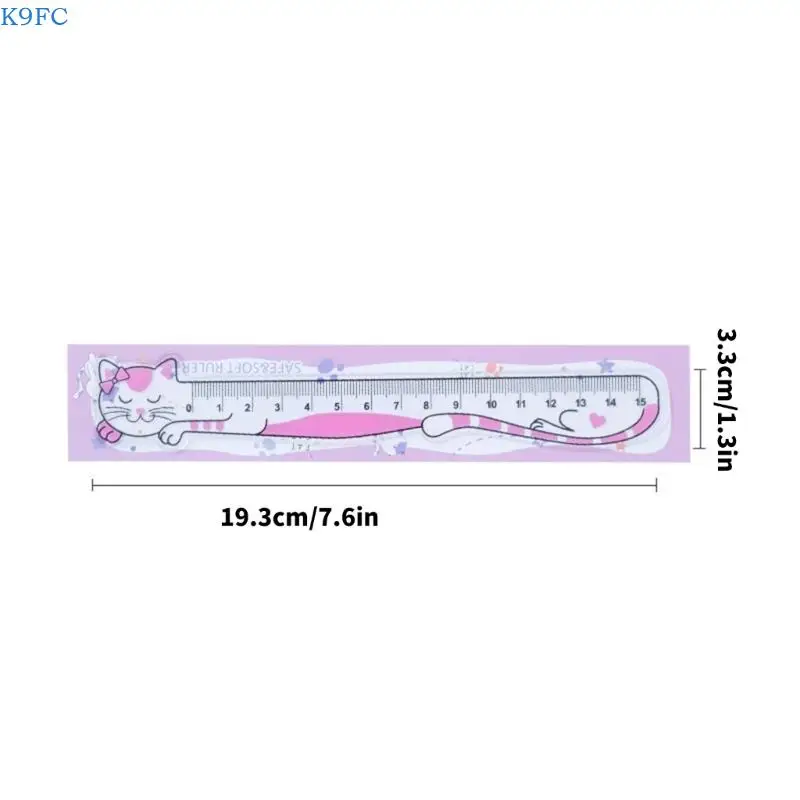 K9FC 15 Rigno dritto Soft Ruler con Adorabile Gatto Roling FORNITÀ SCUOLA STRUMENTO MISURA PER I