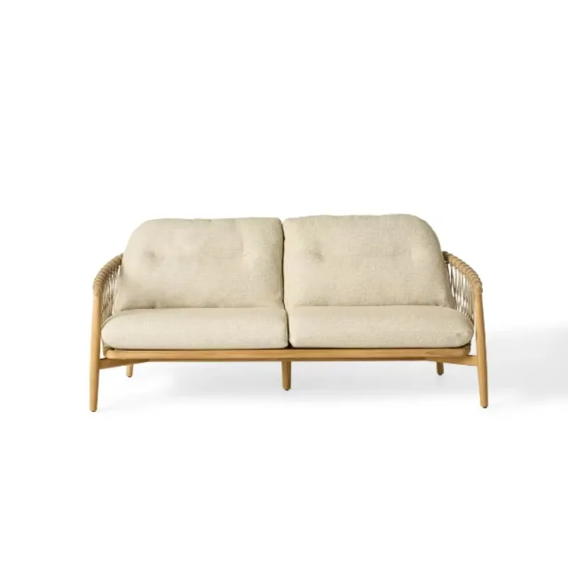 Four Seasons Hotel Surf Club Luxury Solid Teak Wood Villa Outdoor Sofa Tropical Design 2 Seater Thick Cushions Eco-Friendly