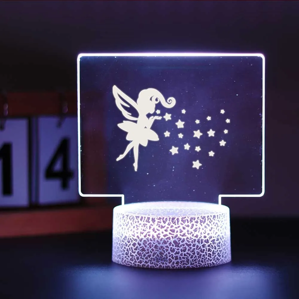 Princess Night Light For Kids Room Decor fairy tale  Acrylic Lamp With Baby birthday Gift