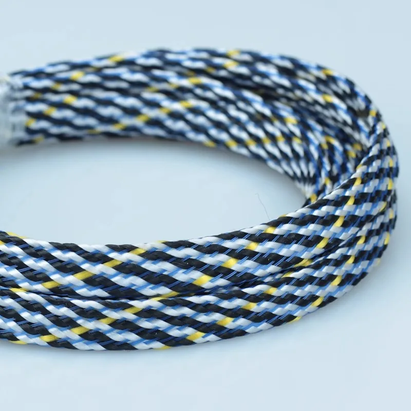 12mm Cable Sleeve Yellow White Cable Sleeves Expandable Sprira Wrapping Wire Braid Sleeving PP Cotton Yarn PET Cable Protection