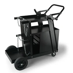 SucceBuy Welding Cart 2-Tier 4 Drawers Welder Cart with 360° Swivel Wheels Heavy Duty Rolling Welder Cart for Mig Plasma Cutter