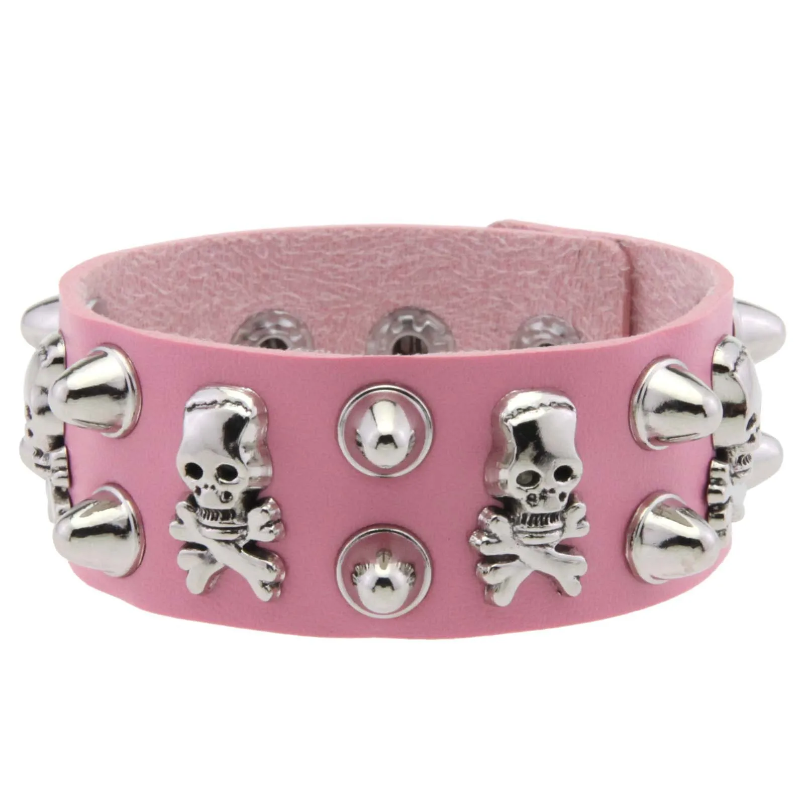واسعة بو الجلود الجمجمة سوار فاسق سوار قابل للتعديل القوطي الكفة سوار القوطية برشام مشبك معصمه للنساء الرجال المجوهرات #6
