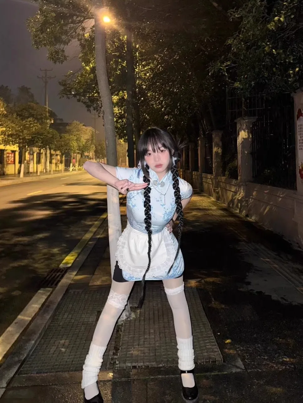 Cisas Par Cosplay New Chinese Sle  Dr Maid Lolita Set ort  round Collar Low Slit ort Sve