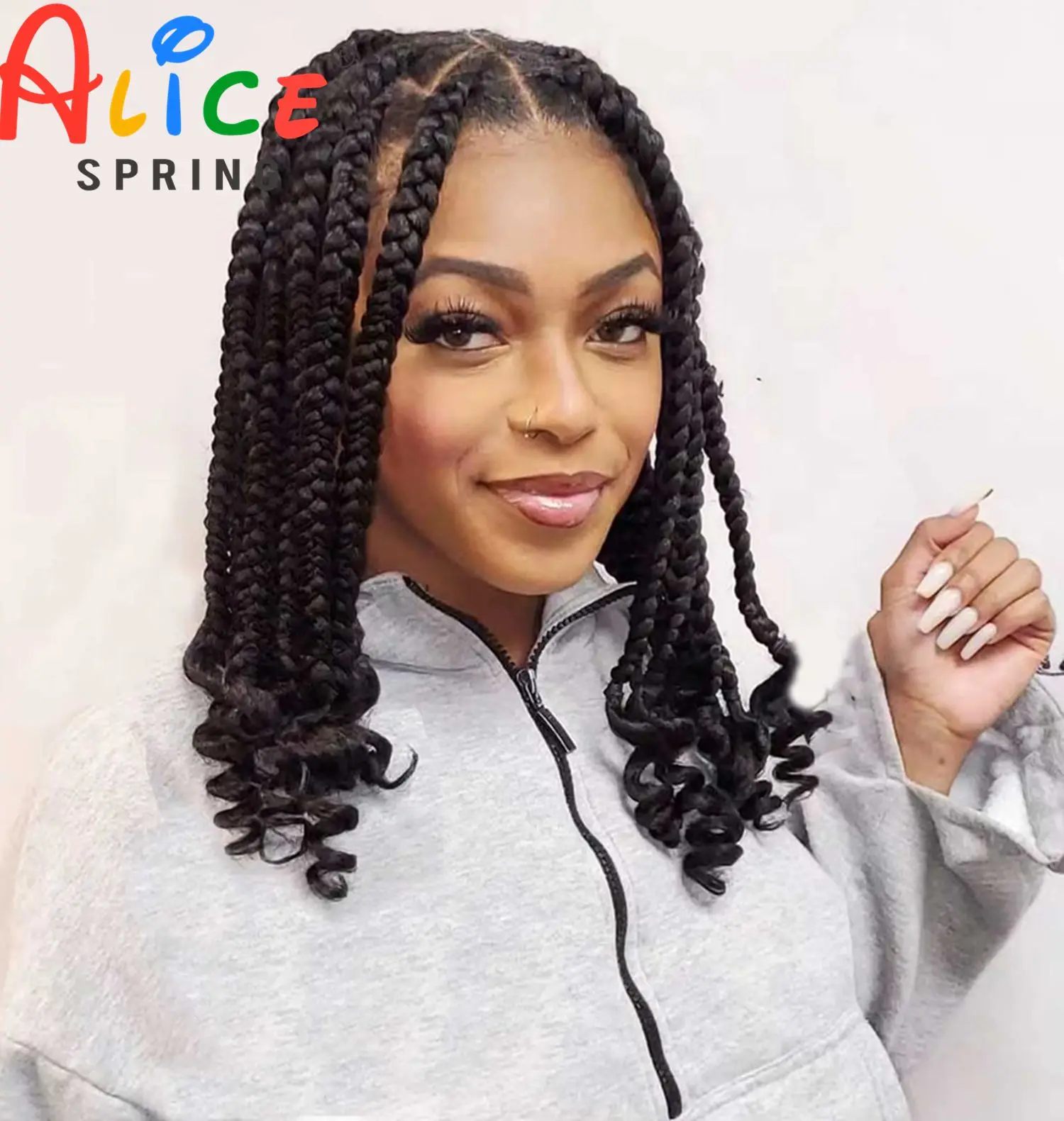 14 Iinch Synthetic Full Lace Knotless Box Braided Wigs with Curly Ends  Lace Front Braids Wig with Baby Hair for Black Women