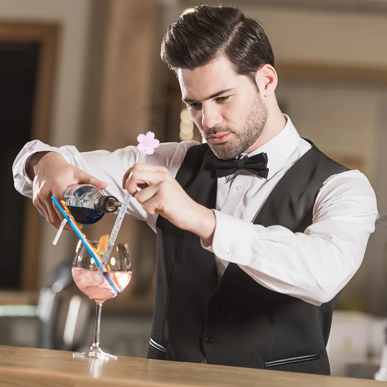 

1pc Glass Stirring Rod Flower Design Beverage Mixing Stick For Juice Cocktail Iced Tea Coffee Drink Muddler Bar Tool