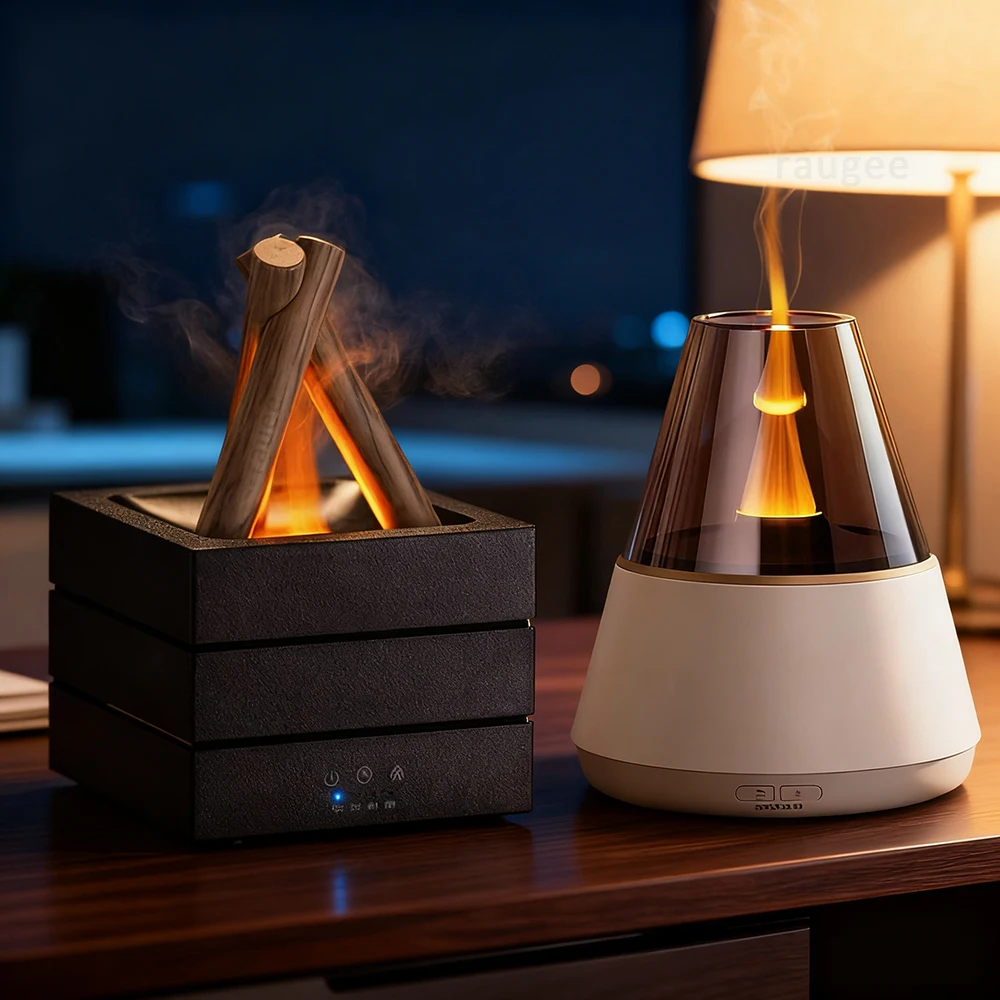 

Увлажнитель с ароматом пламени, диффузор эфирного масла с огнем, автоматический увлажнитель воздуха, аромат с красочным ночником