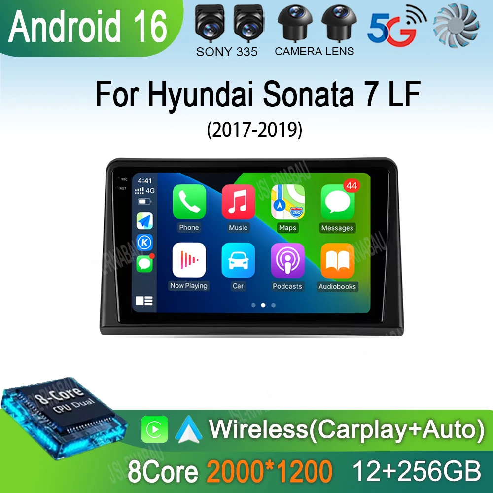 Android 16 For Hyundai Sonata 7 LF 2017 2018 2019 Carplay Auto Car Radio GPS Multimedia Player Stereo 360 Camera 4G+WiFi BT DSP