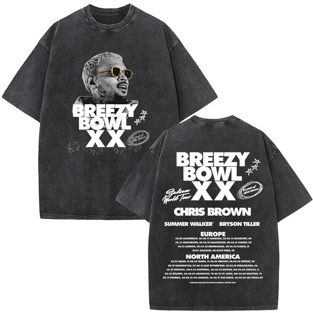 Rapper Chris Brown Breezy Bowl XX Tour 11:11 Vintage Washed T