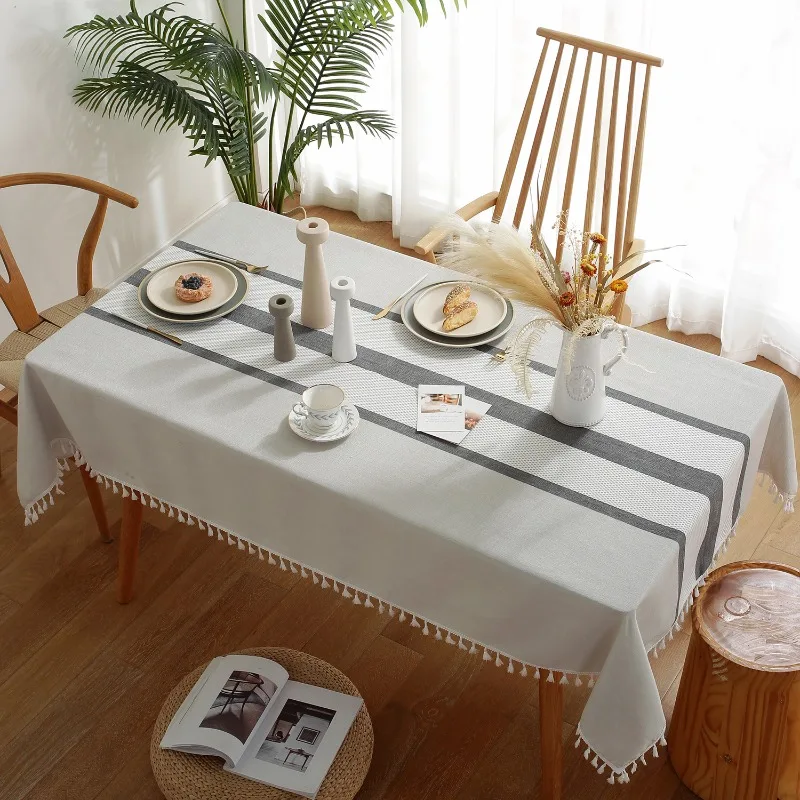 

European Style Mesh Table Cloth for Home Use Simple Rectangular Symmetrical Striped Dining Table Cloth Beautifying Decoration