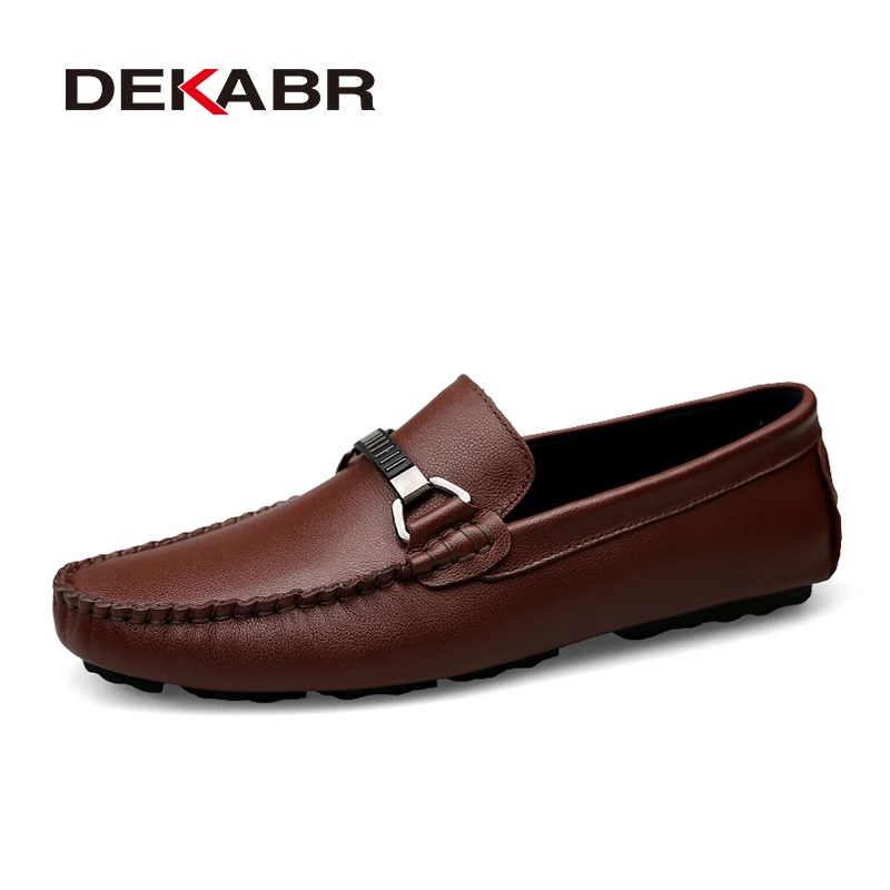 DEKABR Summer Loafers Men Luxury Brand Moccasins Shoes Men Leather Loafers Shoes Slip on Non-Slip Working Office Loafers for Men