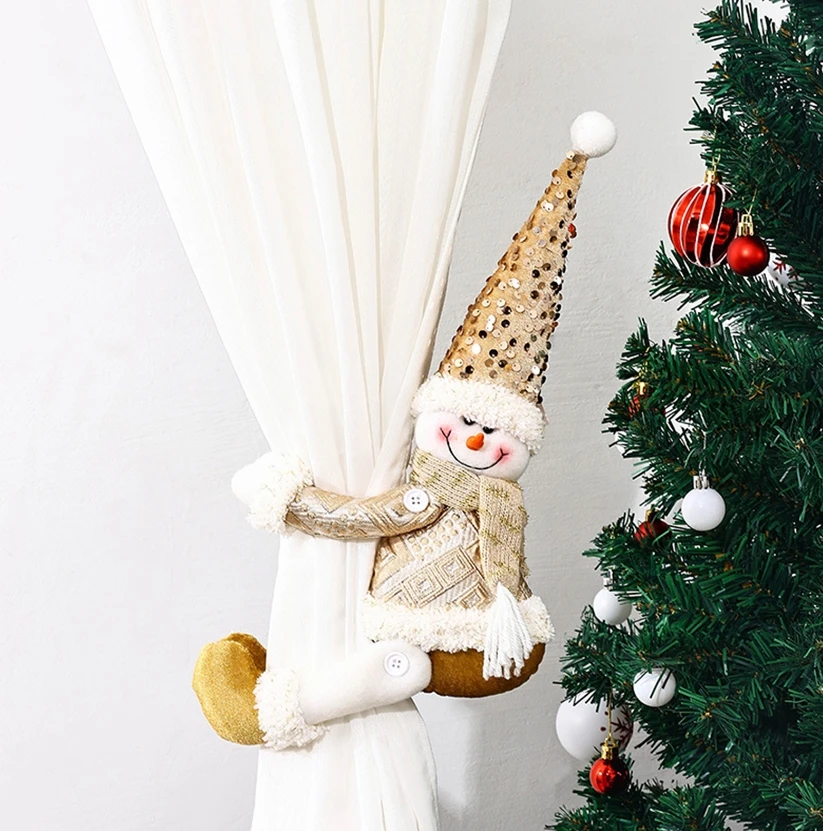 Christmas Curtain Buckle Santa/Snowman Curtain Tieback Hold Back Fastener for Home Window Decoration