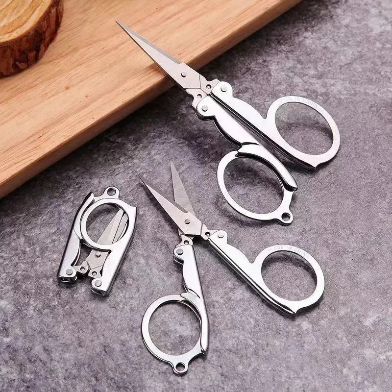 Folding Pocket Scissors Multifunctional Stainless Steel Folding Small Scissors Household Mini Thread Cutting Nail Tools Stainles