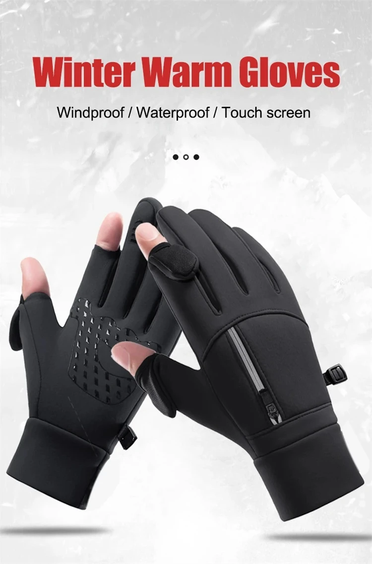 Winter-Touchscreen-Handschuhe zum Wandern und Camping, winddicht, warm, rutschfeste Silikonhandschuhe für Männer und Frauen – Detail 1