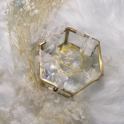Custom Hexagonal Glass Ring Box, Personalized Hexagon Ring Bearer Box, Jewelry Storage Box, Wedding Decoration, Engagement Gift