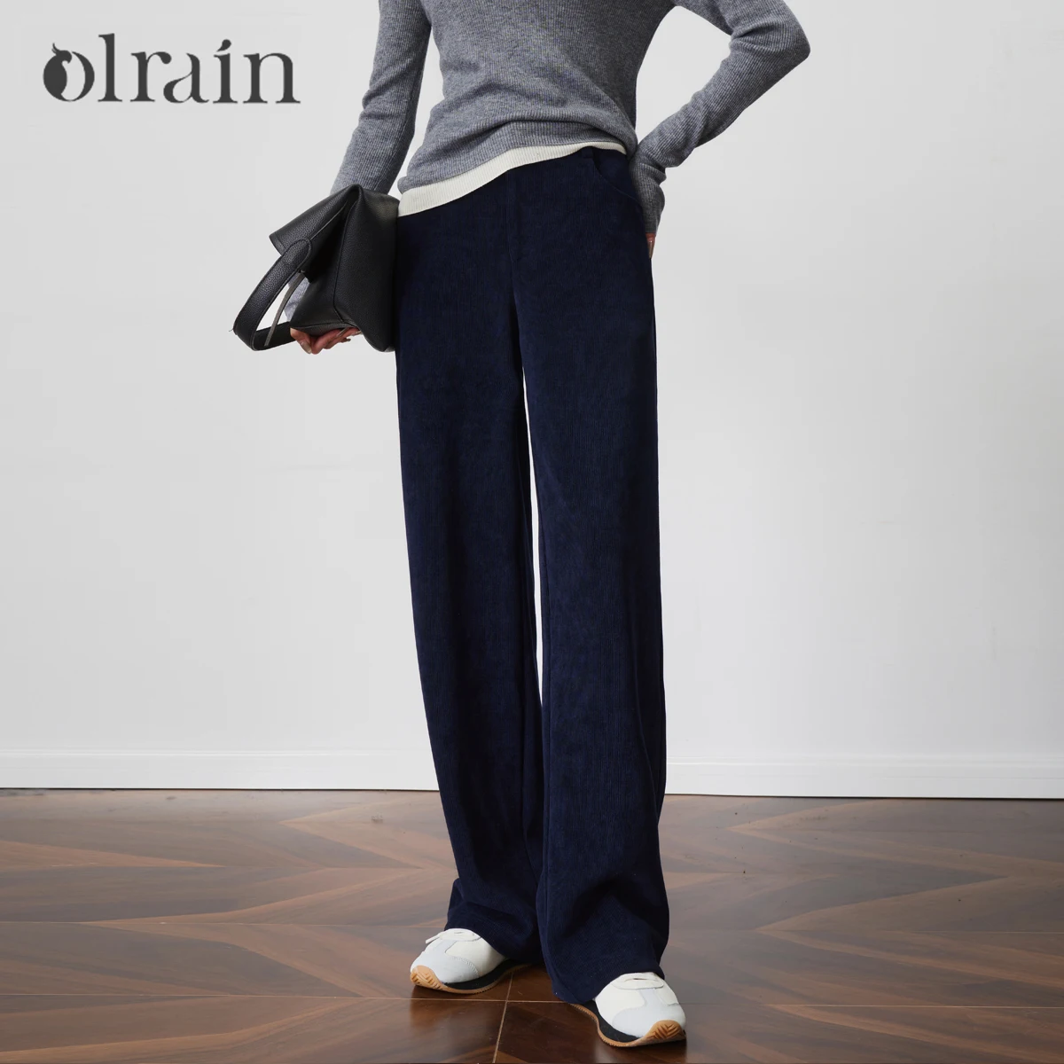 

OLrain Women's Long Pants 2025 Autumn Solid Fashion Straight Pants Casual Warm Wide Leg Trousers Female Clothing O57QK001365