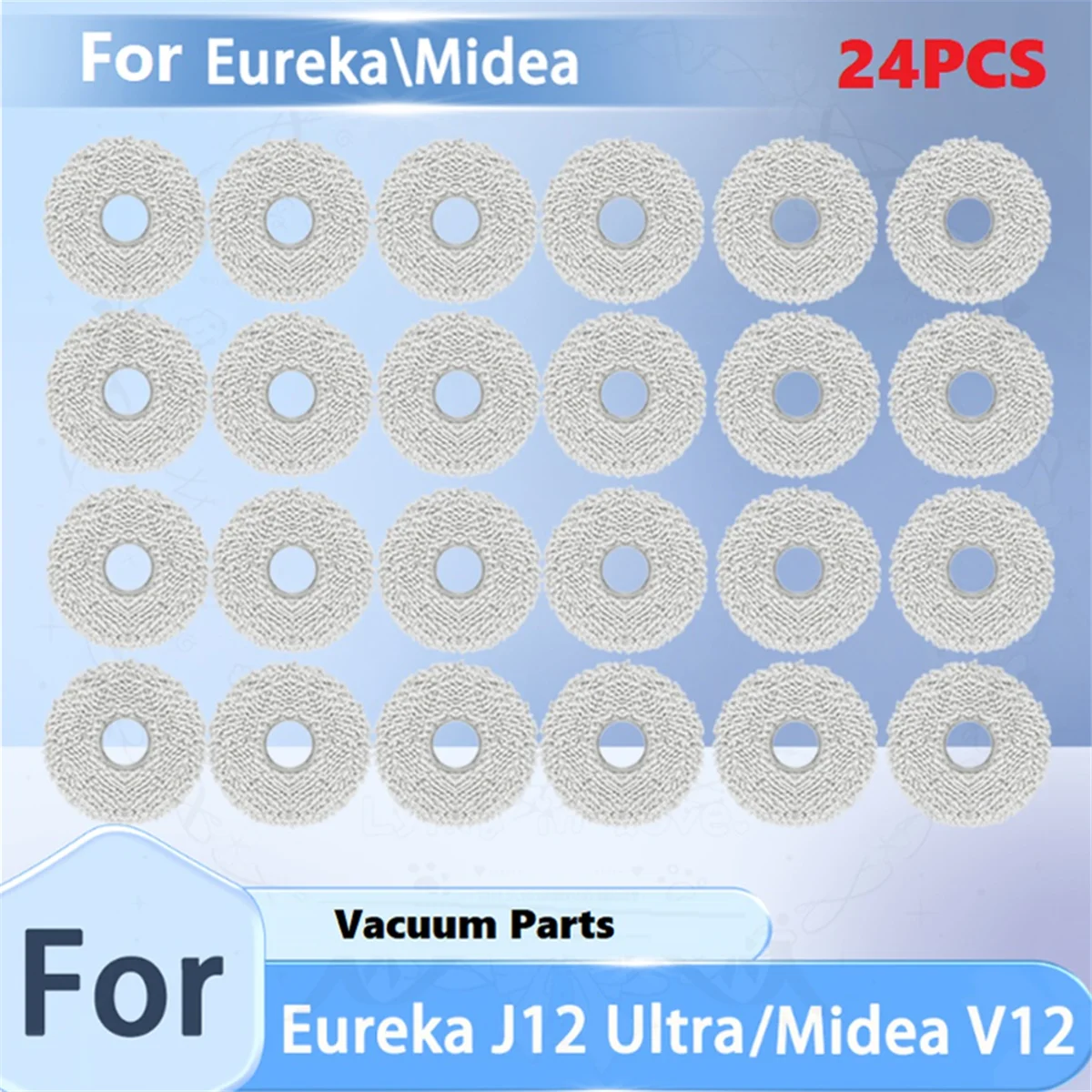 24PCS Mop Cloths for EUREKA J12 Ultra/Midea V12 Robot Vacuum Cleaner Parts Mop Pads Household Cleaning