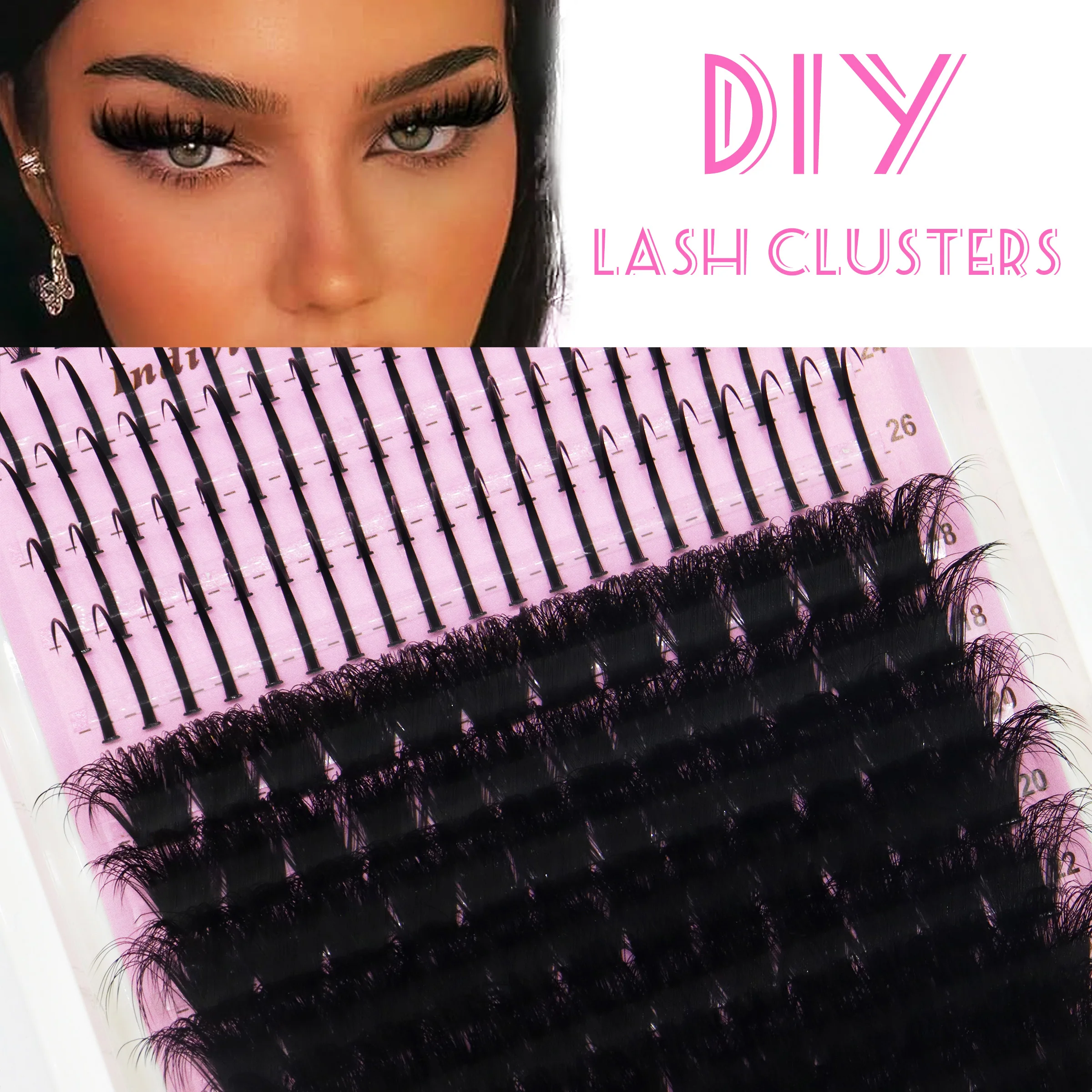 HBZGTLAD 12 Rows 18mm-26mm extra long false eyelashes  sharp and fluffy eyelashes naturally extend and can be reused