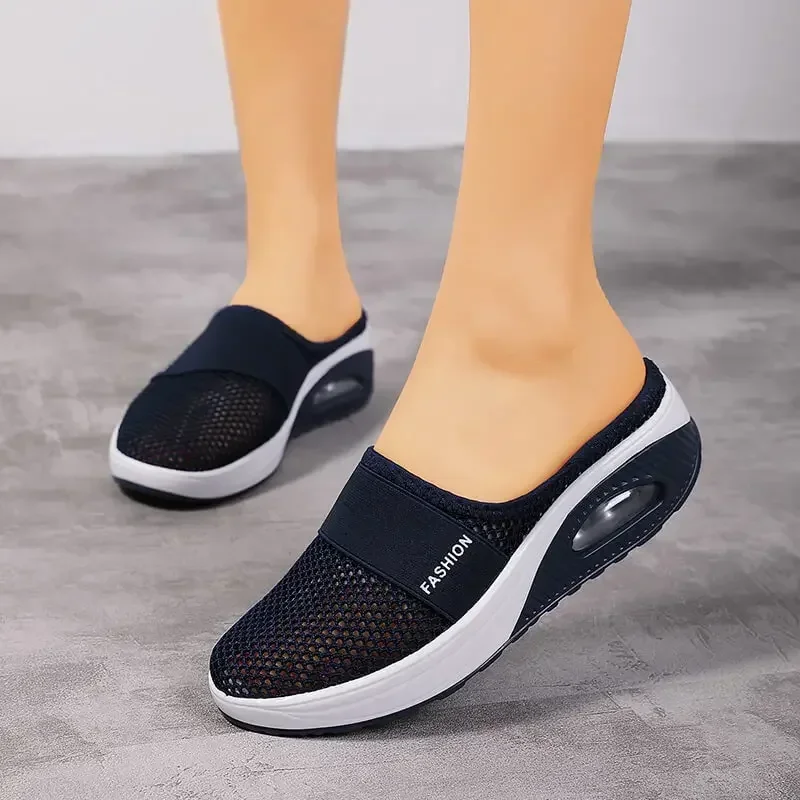 Summer Women's Air Cushion Walking Shoes Mesh Light Weight Platform Slippers Wedge Sneakers Mules for Women Ladies Shoes