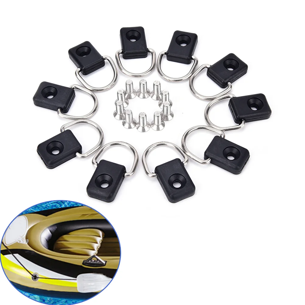 

10pcs Kayak D Ring Lightweight Anti-corrosive Surfboard Accessories Fishing Rigging For Kayak Boat Canoe Rowing Deck Loop Mounts