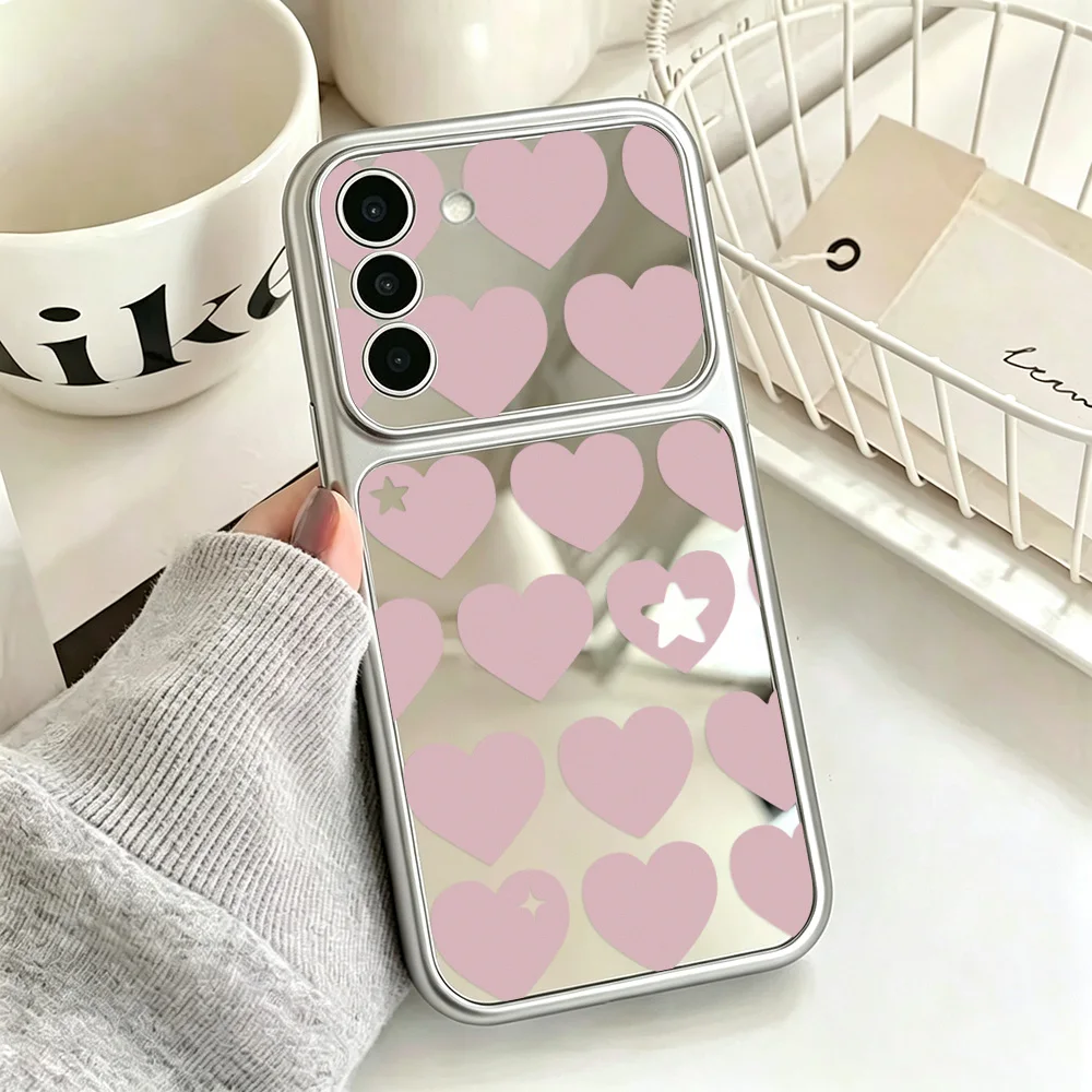 Love Heart Makeup Mirror Phone Case For Samsung Galaxy S25 S26 Ultra S24 S23 FE A57 A17 A07 A37 A56 5G A55 A54 A36 A35 A53 Cover - view 4